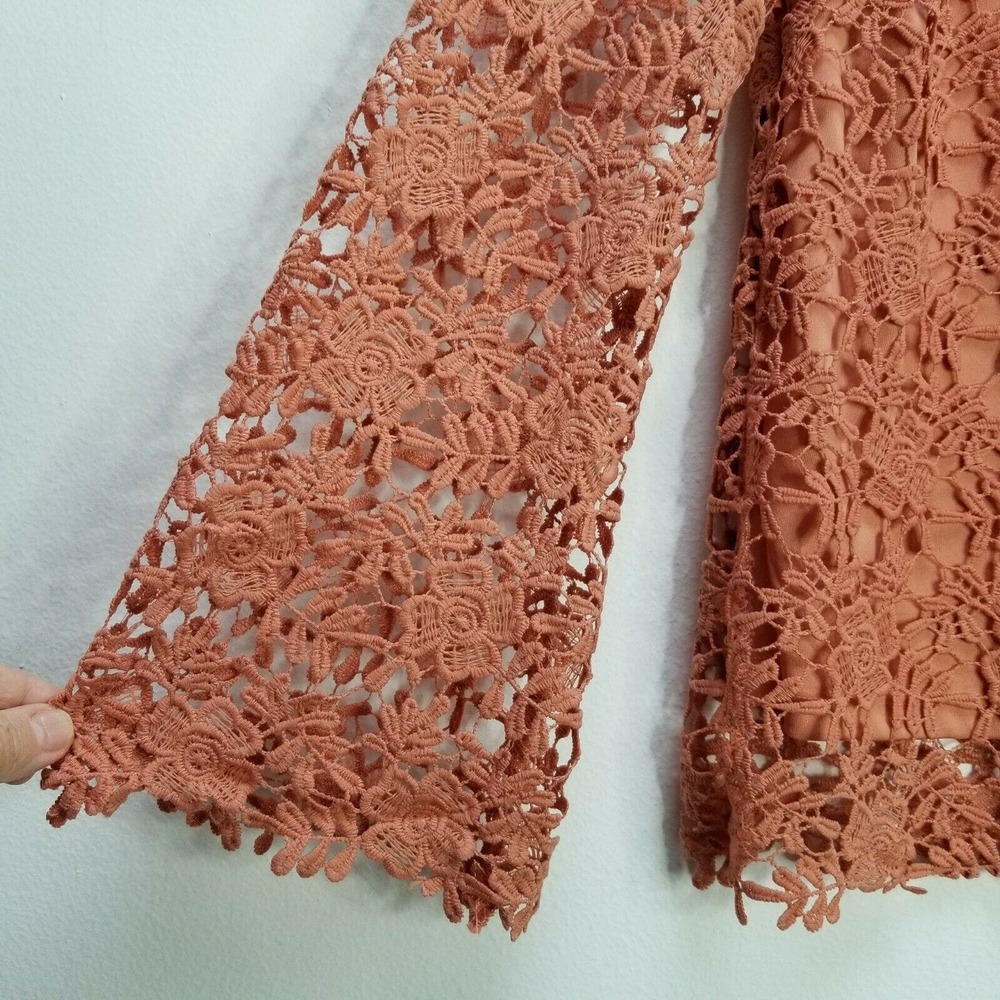 ADIVA NEW Romantic Crochet Lace Blouse Top Lined Orange Women's Size Small - Picture 4 of 12